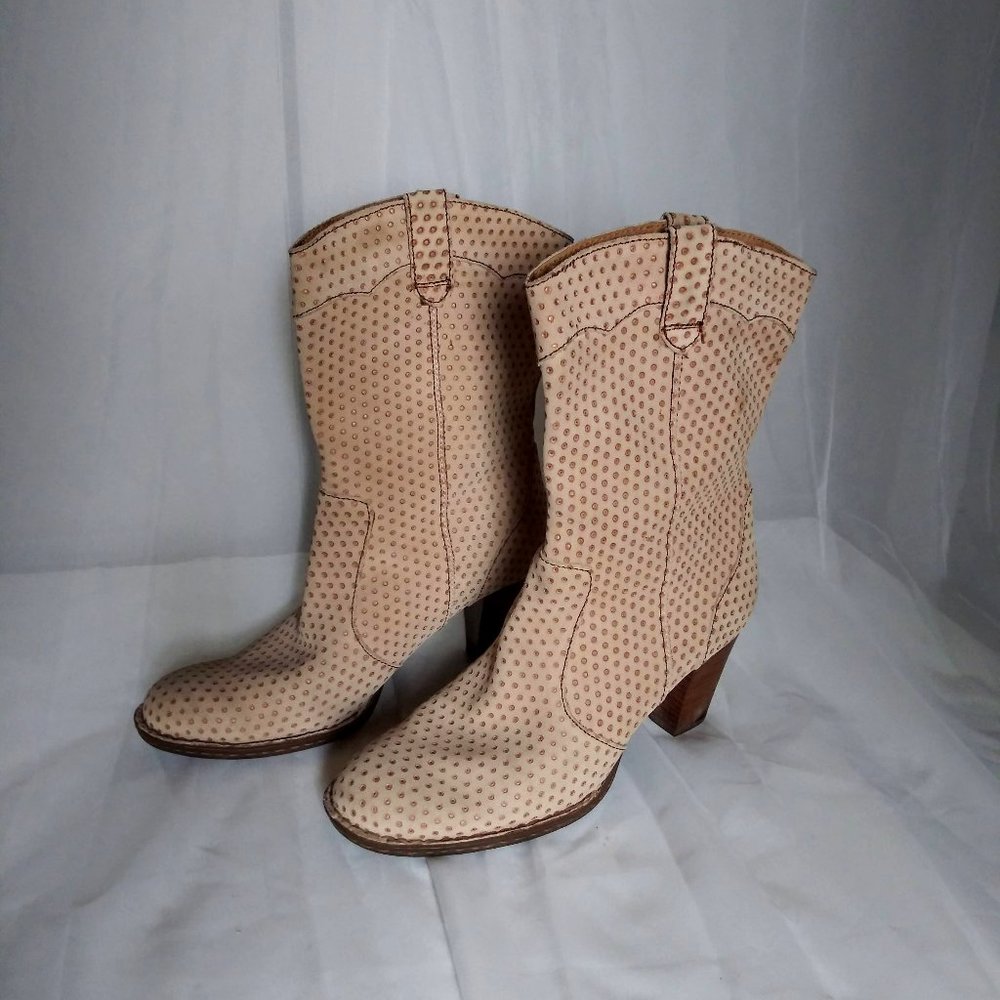 Born Genevieve Leather Polka-dot heeled boots 11